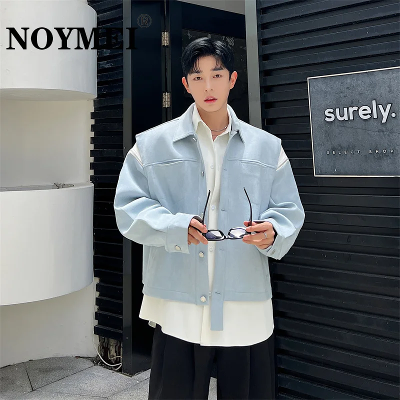 

NOYMEI Shirt Vest Style Two-piece Ruffian Handsome Contrast Color Jacket Trend French Jacket Autumn 2023 New Male Coat WA2536