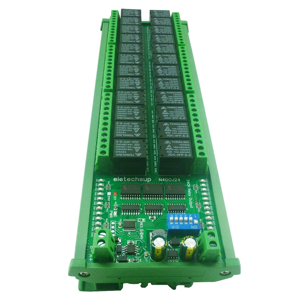 24CH RS485 ВКЛ/ВЫКЛ Мгновенная задержка Защелка 12 В 24 Релейный модуль Uart Modbus ПЛК Плата