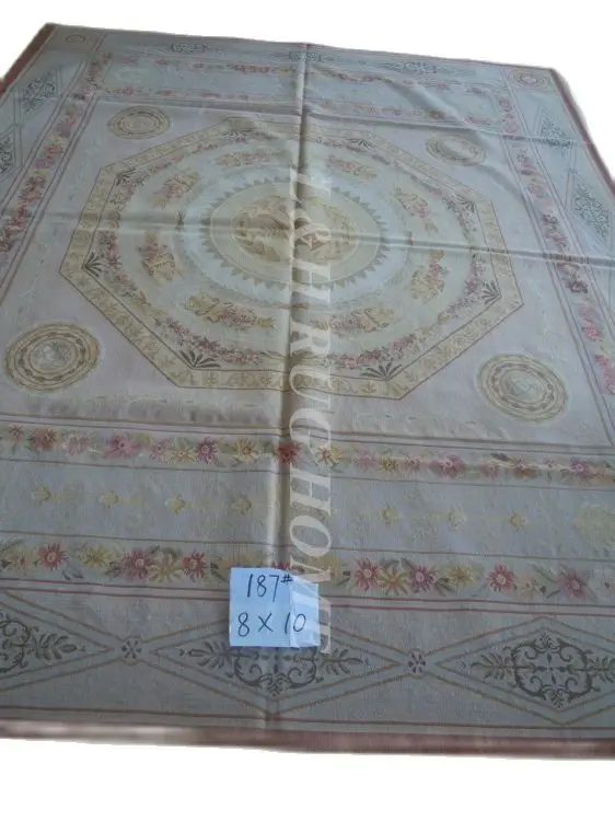 

Free shipping 8'x10' French Aubusson weave rug hand woven carpet original oriented rug royal style