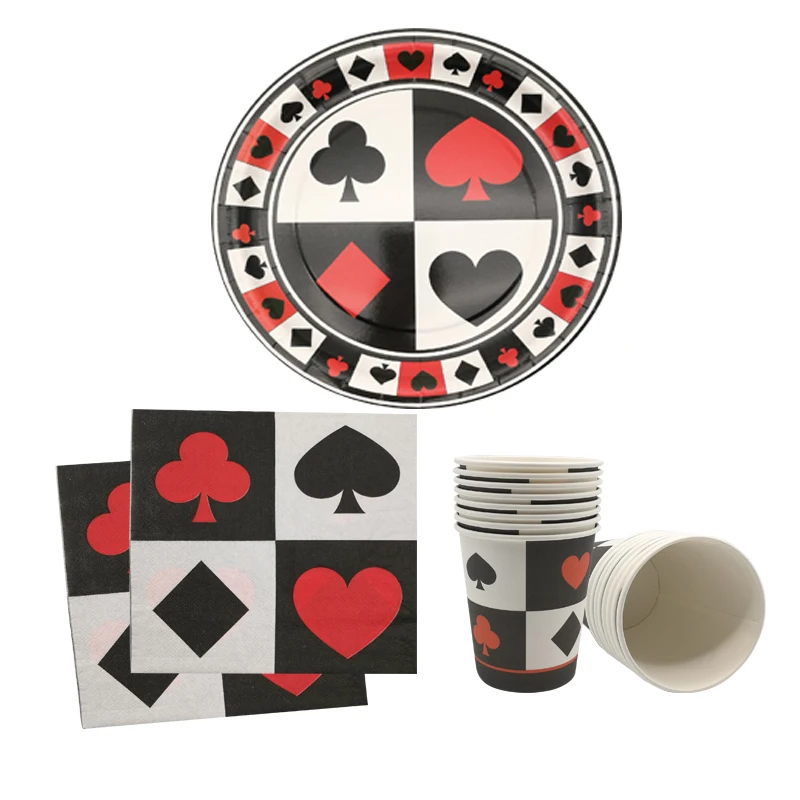 

Playing Card Pattern Paper Plate Cup Tissue Happy Birthday Poker Game Party Las Vegas Casino Night Theme Party Supplies