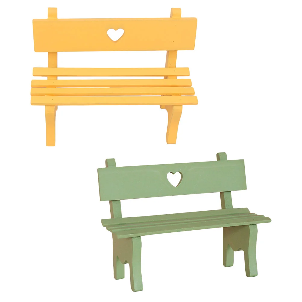 

2pcs Mini Bench Miniature Furniture Park Chair Garden Village Patio Bench