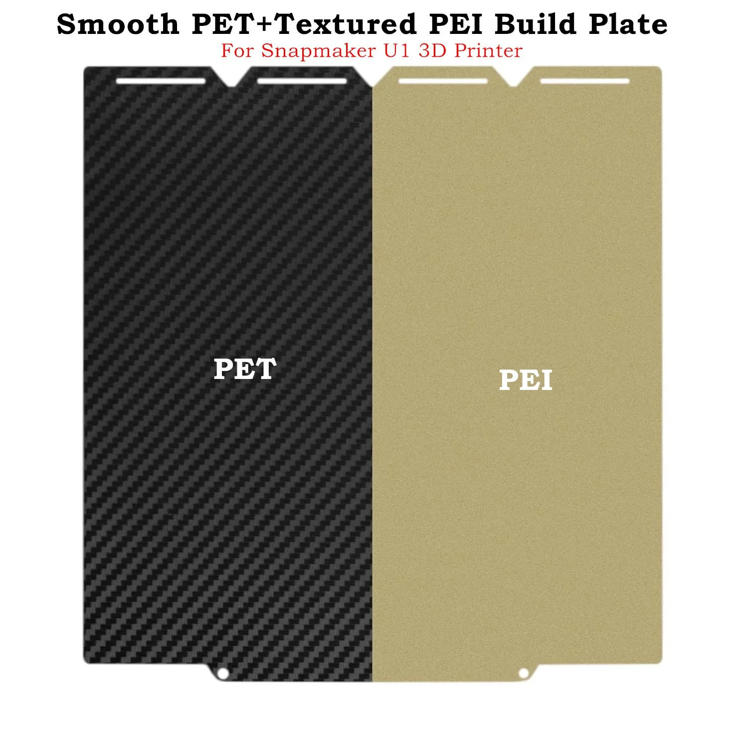 Фото Двусторонняя текстурированная PEI + гладкая PET-пленка из углеродного волокна для печатной платформы Snapmaker U1, 276x293 мм, гибкая пружинная сталь, легко снимается №1