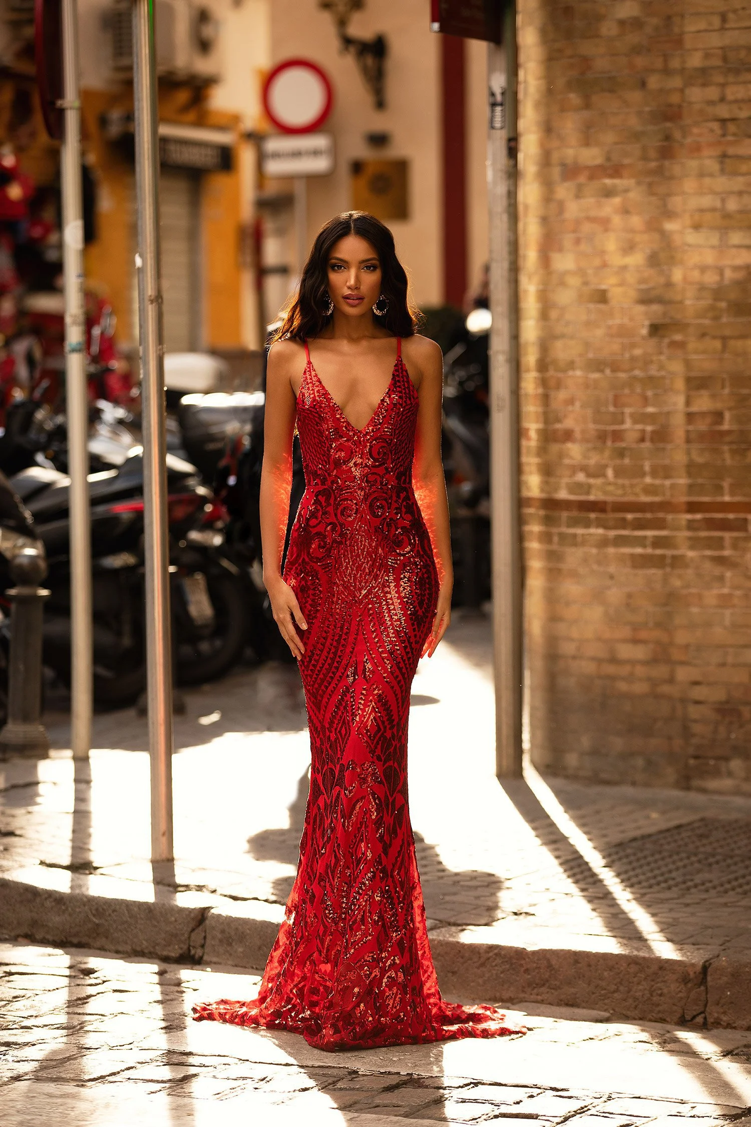 

Red Sunny Sequins Long Mermaid Prom Dresses 2022 Dubai Party Night Straps Vestidos De Noite Women Plus Size Prom Gowns