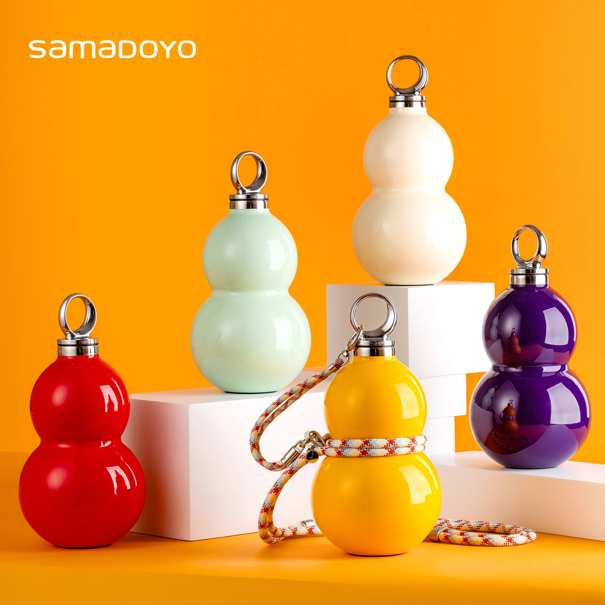 Фото ​ ​ SAMADOYO-6 Часовой изолированный стакан |   Форма тыквы с соломинкой |   Эксклюзивный дизайн, ​   520 мл №1