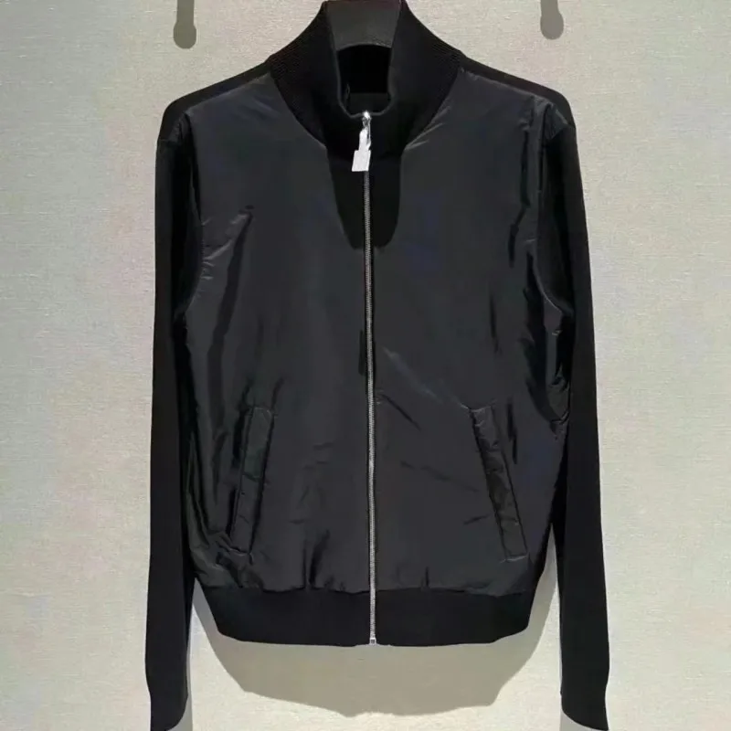 

Spring and Autumn Men and women Stand collar knit cardigan Y2K Casual jacket knit splice fashion Business style Sport style coat