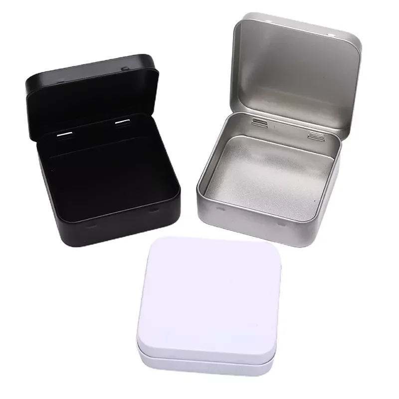

Mini Metal Tins Container Square Hinged Flip Storage Tin Box Small Kit Case Jewelry Coin Candy Condom Organizer Portable