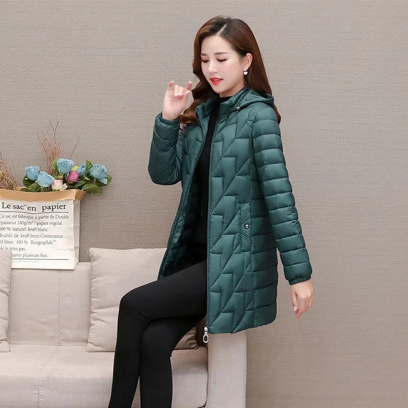 Down Cotton Coat Womens 2022 Autumn Winter New Fashion Slim All-match Casual Padded Jacket Women Large Size Hooded Thin Parkas