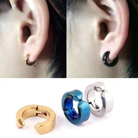 oocyspoo 1pair steel ear clip non piercing earrings fake earrings women men circle round earring fashion jewelry punk rock style
