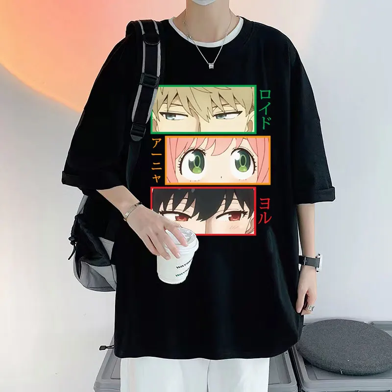 

Japanese Manga Loid Forger Anya Forger Yor Forger Eyes Print Tshirt Men Women Kawaii T-shirt Anime Cartoon Spy X Family T Shirts