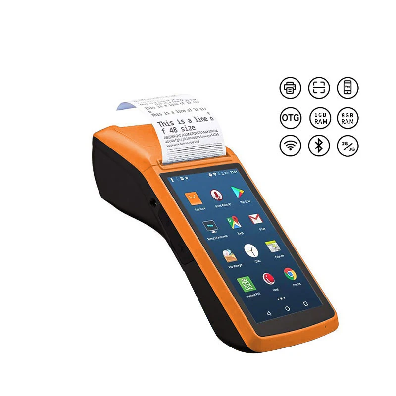 

58mm 3G WIFI Blue tooth Barcode Scanner Android Pos Terminal Handheld Thermal Printer all in one pos terminal