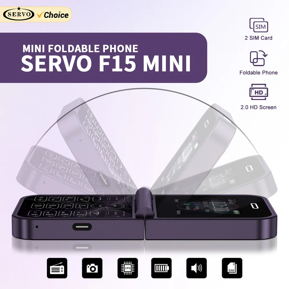 Мини-складной Мобильный Телефон SERVO 2 Сеть 2G GSM 0-дюймовый Дисплей Двойная SIM-карта