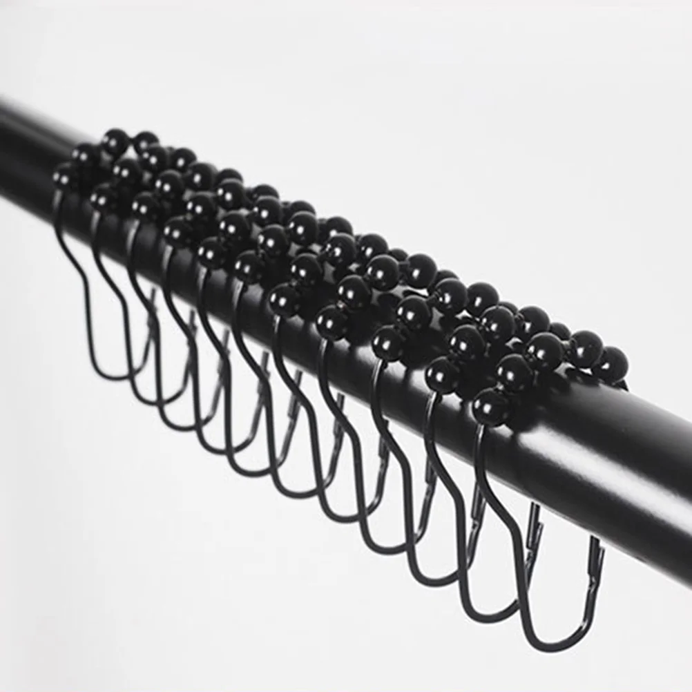 

Curtain Shower Hooks Rings Metal Hook Black Hanger Ringforclips Hanging Resistant Rust Holders Decorative