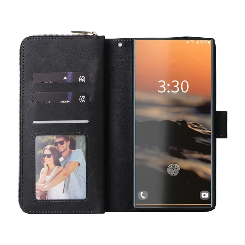 for SAMSUNG Galaxy S23 Ultra Case Wallet, Galaxy S23 Ultra Case for Women Men, Durable PU  Magnetic Flip Lanyard Strap Wristlet