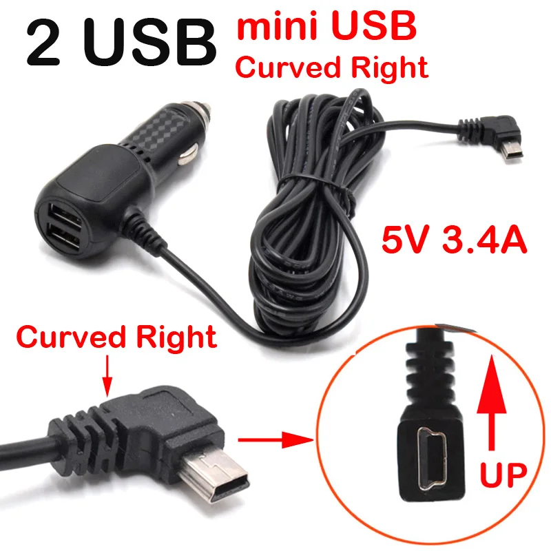 

Кабель для зарядки видеорегистратора Автомобильное зарядное устройство Mini USB / Micro USB / Type-C USB 11,5 футов Шнур питания 12-24 В для видеорегистратора с камерой GPS