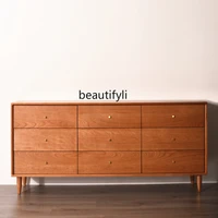 hj white oak cherrywood solid wood japanese simple living room storage cabinet sideboard cabinet