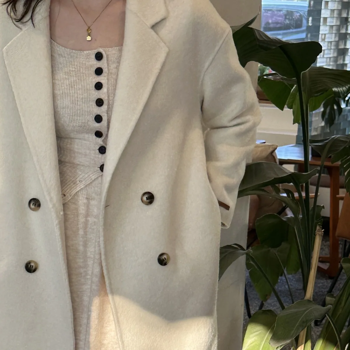 Новинка 2023 высококачественное шерстяное пальто в форме кокона двустороннее