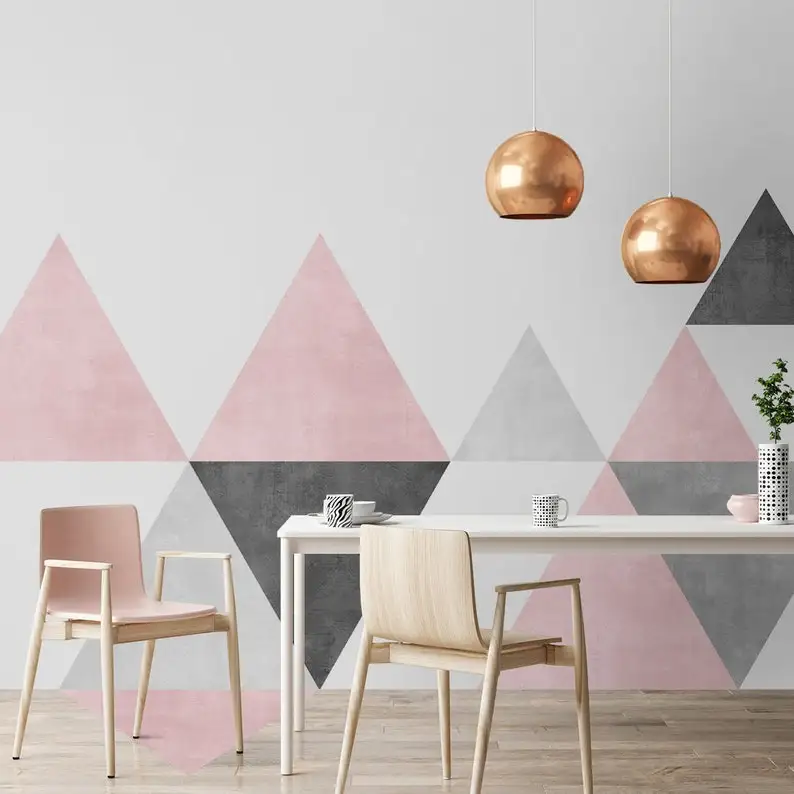 

Geometric - Mid Century - Wall Art - Floor Graphics - Wall Decal - Wall Sticker - Peel and Stick - SKU:TriMidGeoFL
