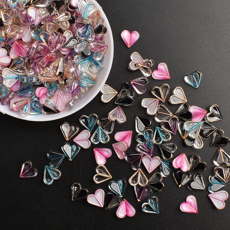 Двойной контрастный полимерный декор в форме сердца для ногтевого дизайна