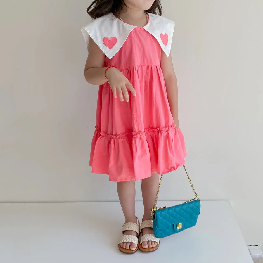

Girls Dresses 2023 New Sleeveless Princess Dress Korean Fashion Kids Clothes Ruffles Sweet Child Costume For 1-7 Years Vestidos
