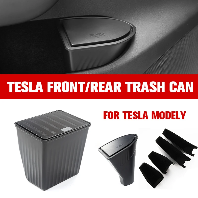

2023 для мусорного бака Tesla модели Y, мусорный бак заднего пресса, корзина для мусора, аксессуары для модификации, дверная ручка, ящик для хранения