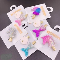 sweet girl princess cute cartoon unicorn pink seashell duckbill clip fashion children hairpins hair accessories