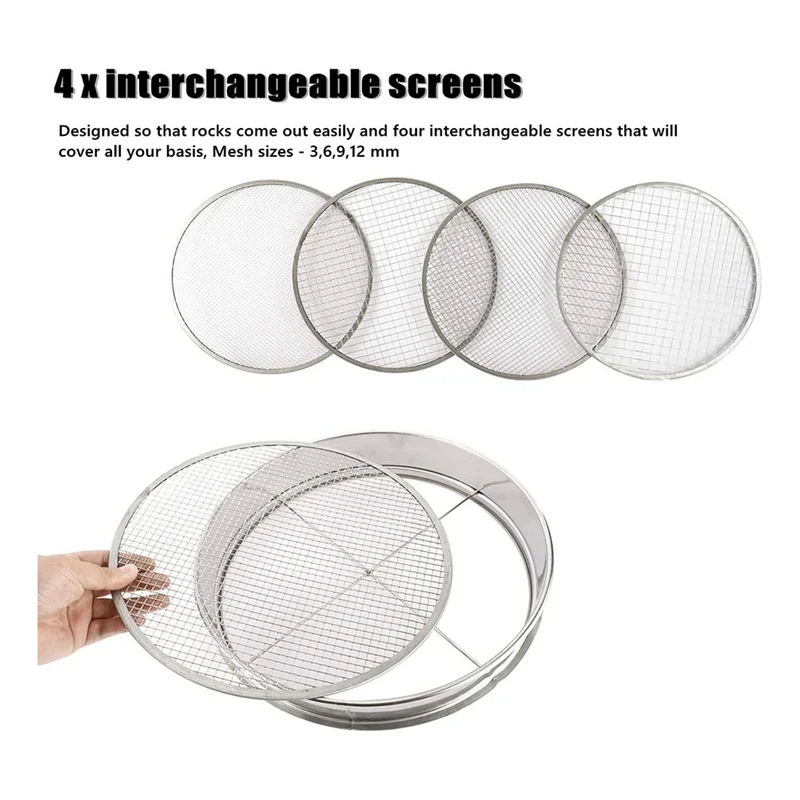 Садовый сетчатый сито-сито из нержавеющей стали смешанный фильтр 4 сита (дюйма