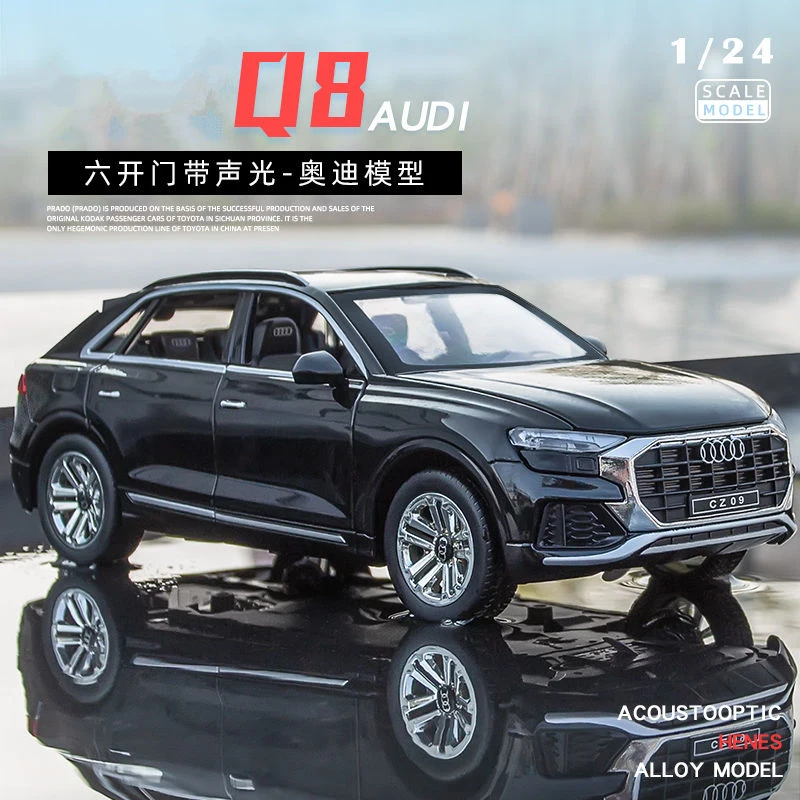 

1/24 AUDI Q8 SUV Alloy Car Model Diecasts Metal Simulation Toy Vehicles Car Model Sound and Light Collection Childrens Toy Gift