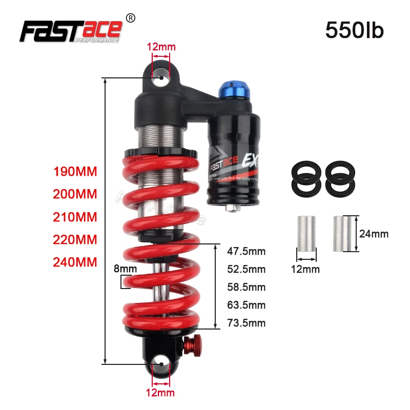 Fastace bike shock absorber 190 200 210 220 240mm 550lbs 2022 new DBA53RC rear suspension MTB DH shock for DNM RCP2S KS