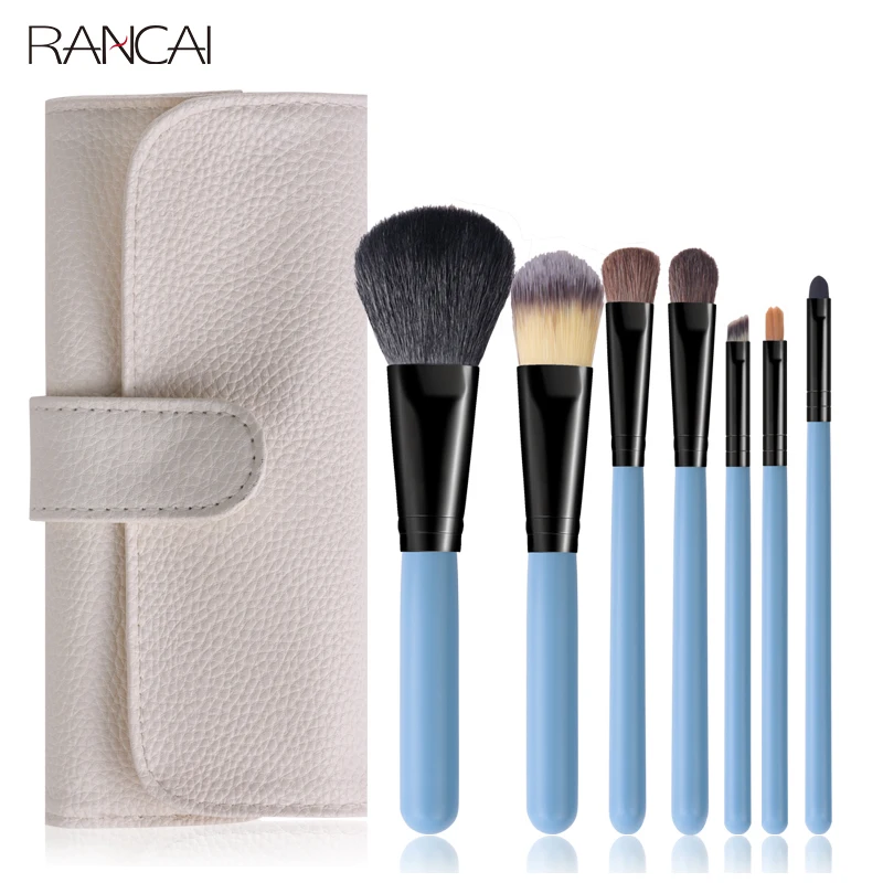

RANCAI Makeup Brushes 7pcs Professional Powder Foundation Blusher Face Kabuki Brush pincel maquiagem Cosmetics Tools Goat Hair
