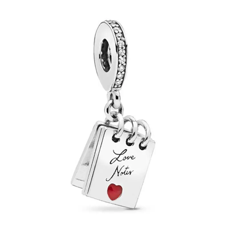 

1Pcs New Cute Alloy Love Notes Pendant DIY Suitable for Original Pandora Charm Bracelet Ladies Jewelry Making