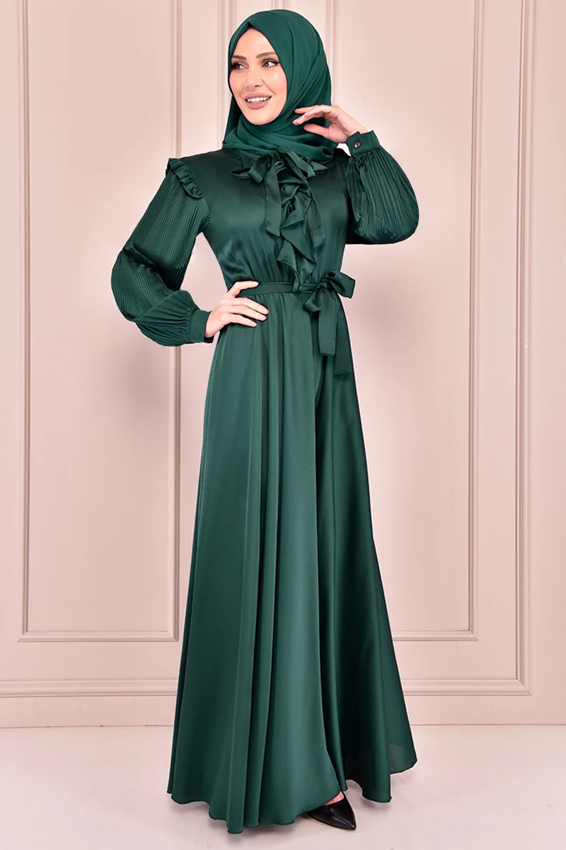 

Belt Satin Dress Emerald NEV14825