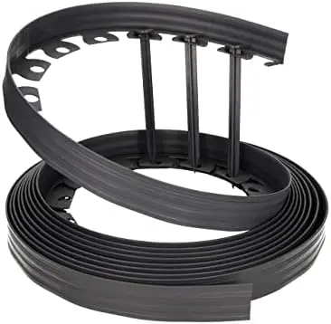 

Soft plastic lawn edge line border, 20 ground anchors, 10 meters long, 4 centimeters high, brown