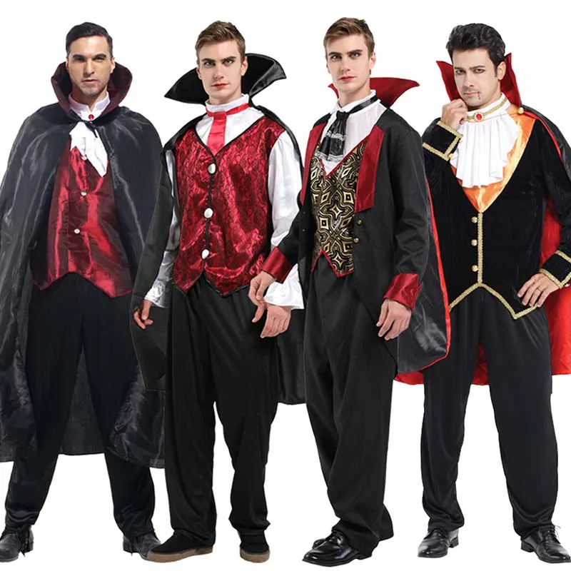 

Halloween Adult Vampire Cosplay Costumes Capes Hooded Robes Black Red Carnival Party Cloak Skeleton Ghost Dress Up