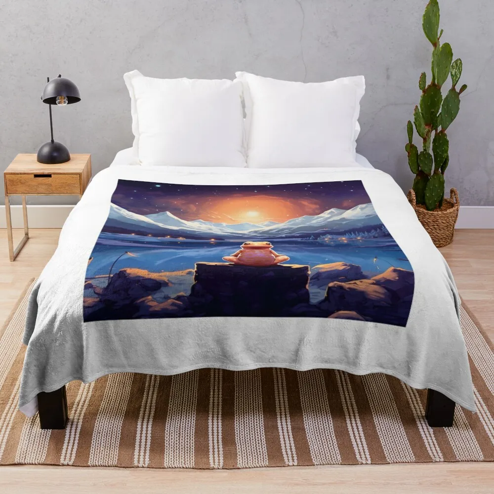 Холодное сокровище: Axolotl Amidst Snow-Capped Peaks Плед на диван Зимние кровати Кровать