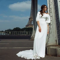 tixlear elegant a line wedding dress for bride 2022 with half sleeves button back vintage bridal gown vestido de novia 2022