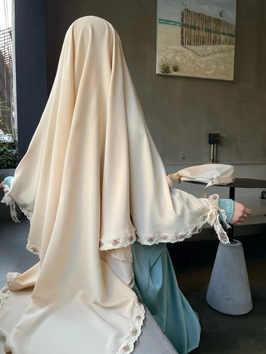 Eid Рамадан длинный женский хиджаб с вышивкой мусульманский шаль Djellaba Niqab