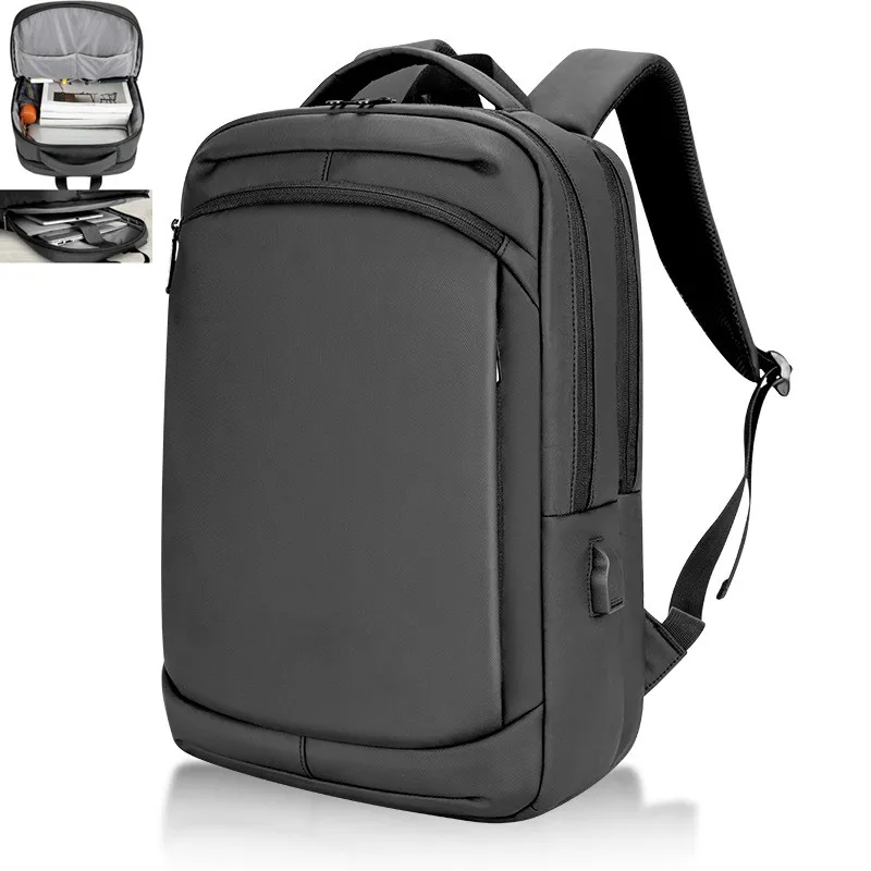 

Качественный рюкзак для старшей школы с покрытием из ПУ черного и серого цветов, рюкзак для путешествий, бизнеса, ноутбука с USB-разъемом, рюкзак, рюкзаки, рюкзаки