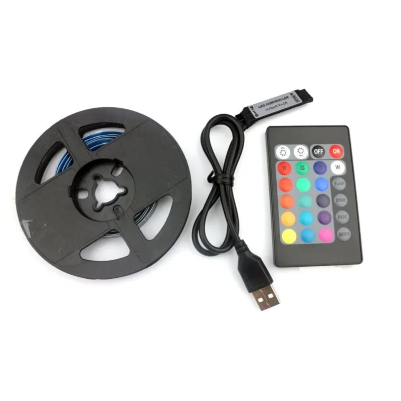 6 фута (2 м) USB RGB светодиодная лента 5 В SMD5050 16 светодиодов/м Гибкая в полоску с
