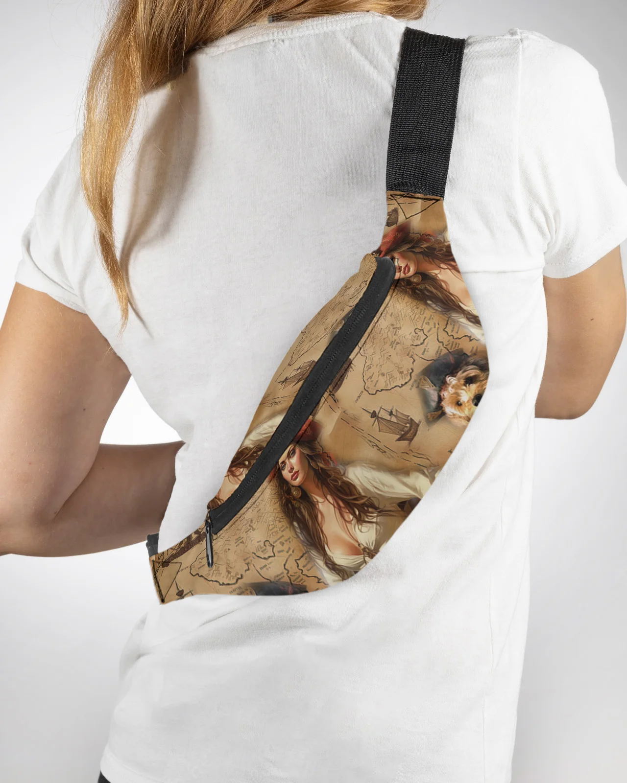 

Treasure Map Pirate Girl Dog Men Women Waist Bag Fanny Pack Purse Large Phone Belt Bag Wallet Pouch Waterproof Banana Hip Bags