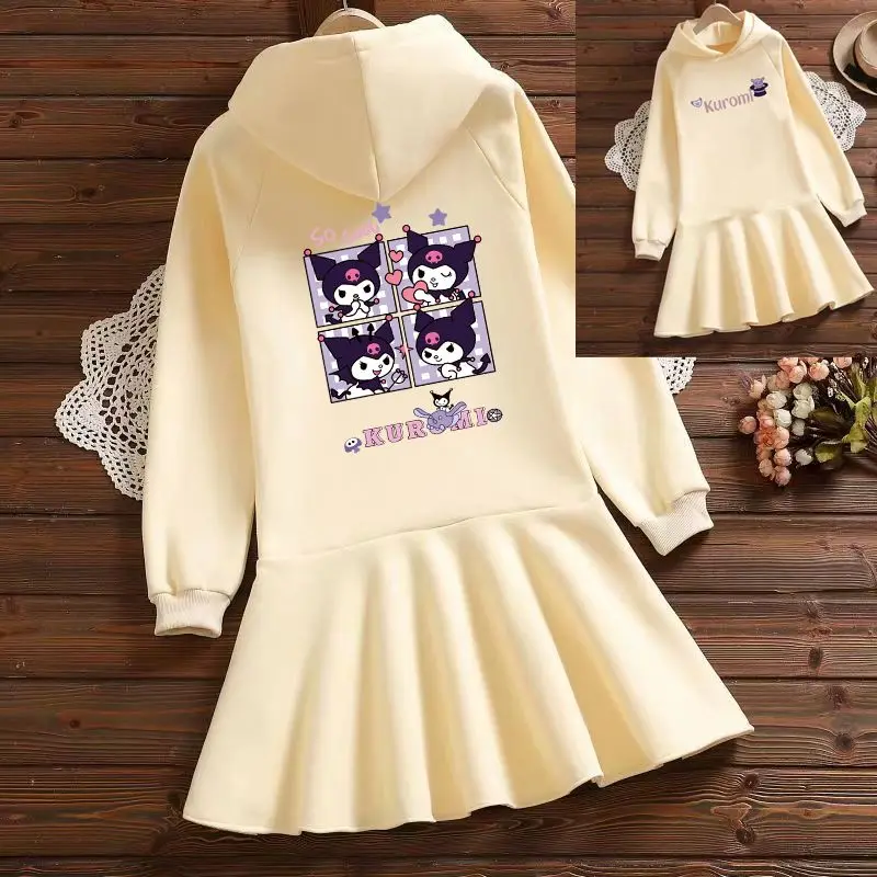 Платье для девочек Sanrio плиссированная юбка свитшот с капюшоном модная