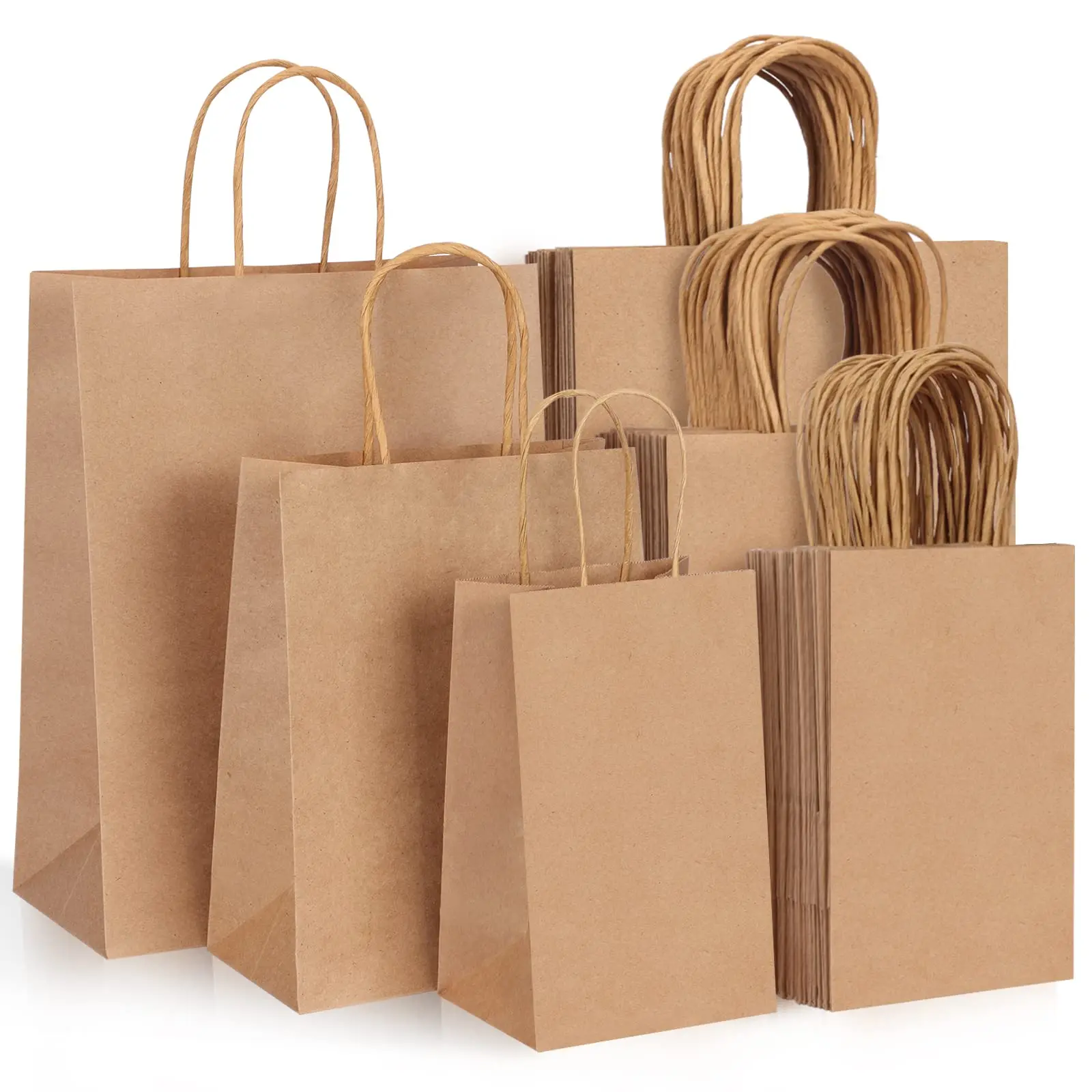 10/20pcs Kraft Paper Bags with Handles Gift Bags Small Paper Bags for Party Favor Bags White Brown Small Business Shopping Bags