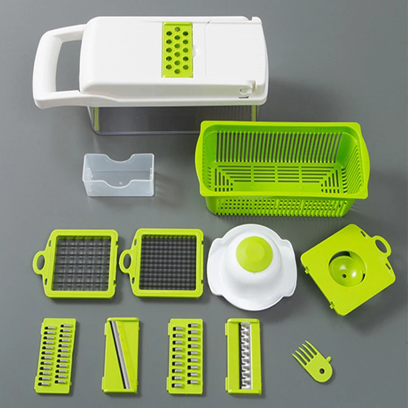 

Vegetable Cutter Multifunctional 8 In 1 Vegetables Slicer Carrot Potato Onion Chopper With Basket Grater Kitchen Tools