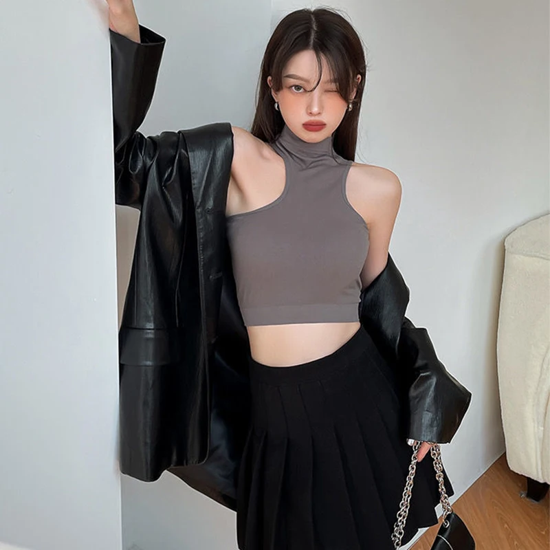 Уличная одежда пикантный укороченный корсет с высоким воротником женский топ