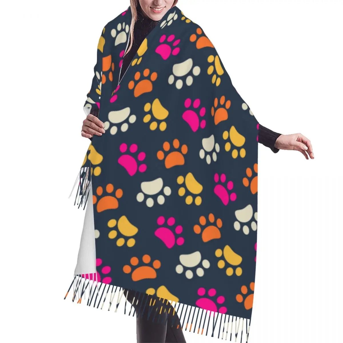 

Animals Cats Footprint Soft Cozy Cashmere Scarf Woven Wrap Womans Warm Shawl