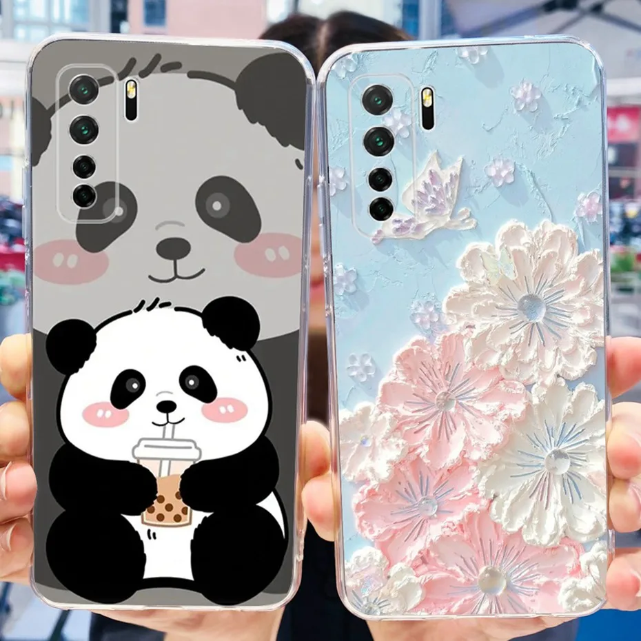 Lovely Printing Case For Huawei Nova 7 SE CDY-NX9B Clear TPU Soft Silicone Back Cover 5G Phone Cases