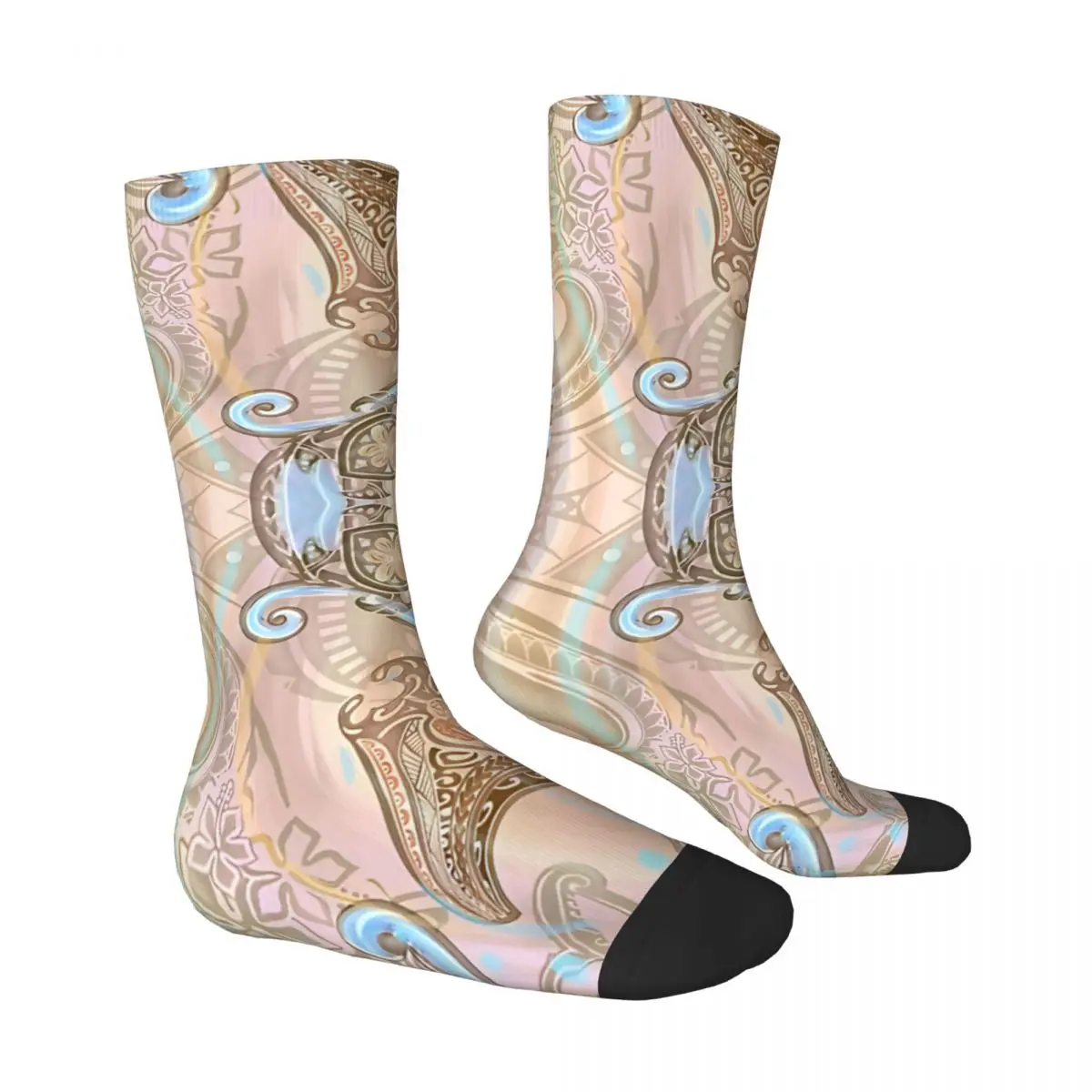 Забавные сумасшедшие носки для мужчин племенные Манта Рэй и черепахи океан