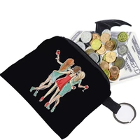 unisex canvas coin purse print friends pattern coin money card holder wallet keyring case organizer key storage pouch for kid