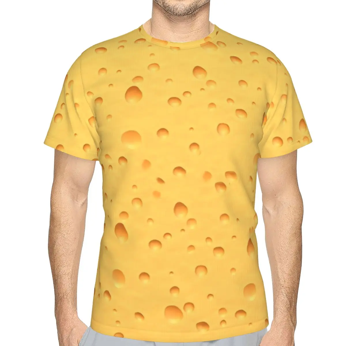 

Sweet Cheese Round Collar Polyester Full Printed TShirt Quick Dry Fabric T Shirt Man's Fashion Oversized