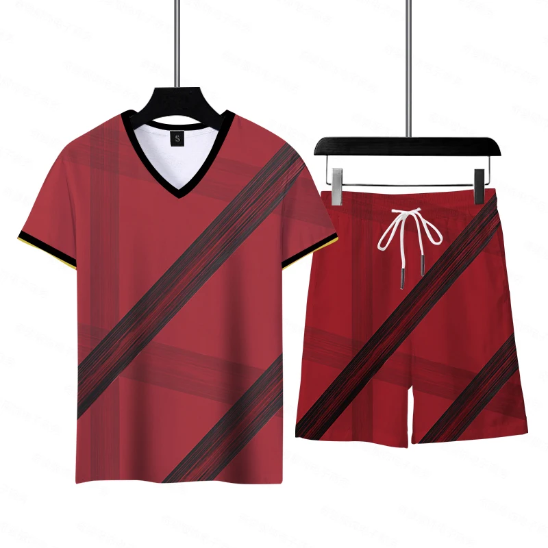 Новинка мужские и детские футболки с V-образным вырезом Комплект футболок для