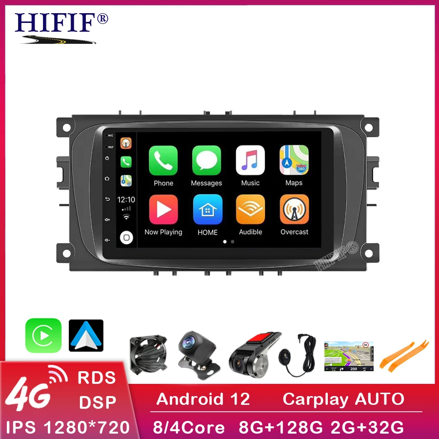 

Автомагнитола 2 din на Android 12 для Ford Focus II Mondeo C-Max Galaxy Kuga CarPlay мультимедийный плеер авторадио